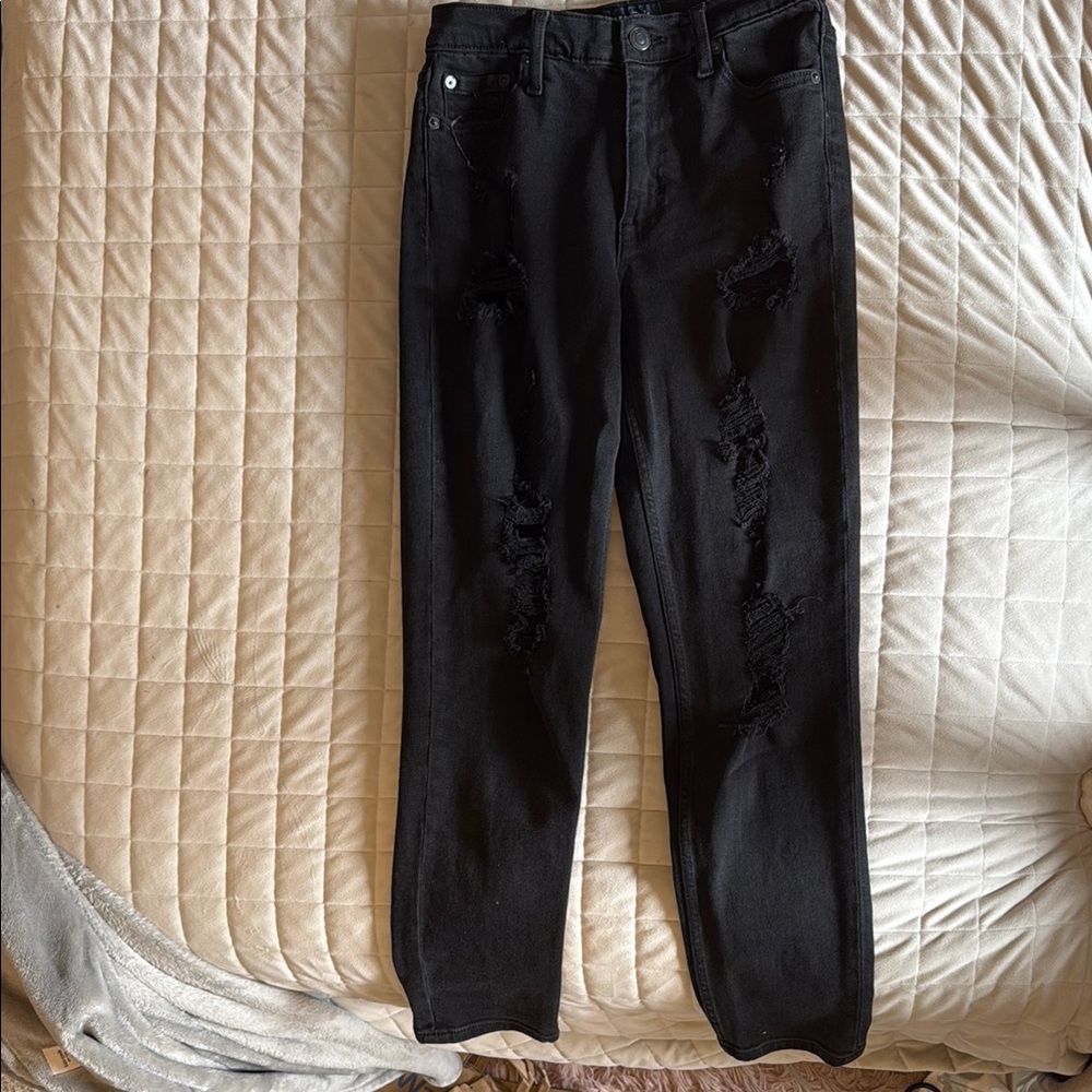 Aeropostale Black Relaxed Jeans with Distressed Details